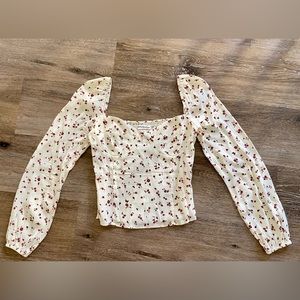 Reformation Cream Floral Blouse